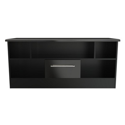 Harrow 1 Drawer TV & Media Unit in Black Gloss (Ready Assembled)