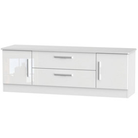 Harrow 2 Door 2 Drawer Superwide TV Unit in White Gloss (Ready Assembled)