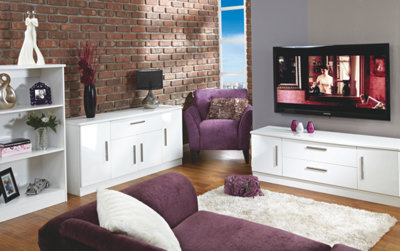Harrow 2 Door 2 Drawer Superwide TV Unit in White Gloss (Ready Assembled)
