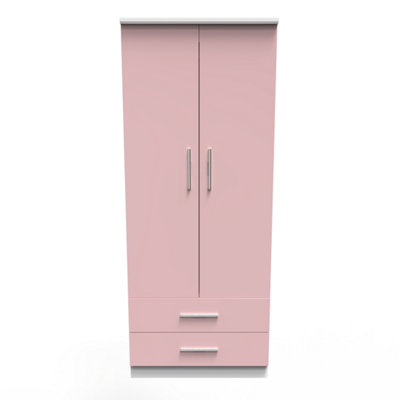 Harrow 2 Door 2 Drawer Wardrobe in Kobe Pink & White (Ready Assembled)