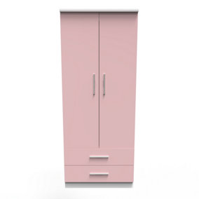 Harrow 2 Door 2 Drawer Wardrobe in Kobe Pink & White (Ready Assembled)