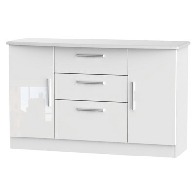 Harrow 2 Door 3 Drawer Sideboard in White Gloss (Ready Assembled)