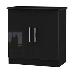 Harrow 2 Door Cabinet in Black Gloss (Ready Assembled)
