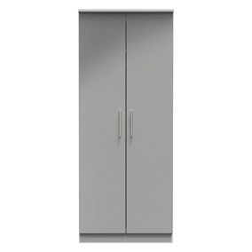 Harrow 2 Door Wardrobe in Grey Gloss (Ready Assembled)