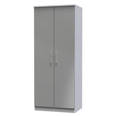 Harrow 2 Door Wardrobe in Grey Gloss (Ready Assembled)