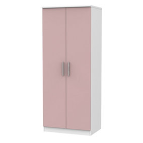Harrow 2 Door Wardrobe in Kobe Pink & White (Ready Assembled)
