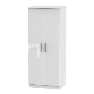 Harrow 2 Door Wardrobe in White Gloss (Ready Assembled)