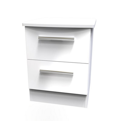 Ready assembled white gloss bedside deals cabinets