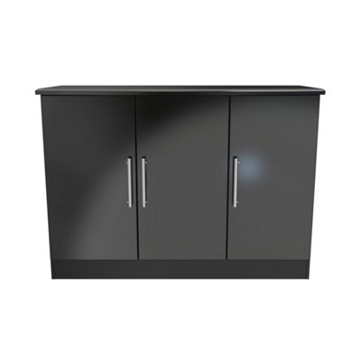 Harrow 3 Door Sideboard in Black Gloss (Ready Assembled)