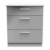 Harrow 3 Drawer Deep Chest in Grey Gloss (Ready Assembled)