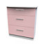 Harrow 3 Drawer Deep Chest in Kobe Pink & White (Ready Assembled)