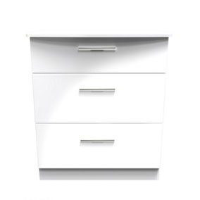 Harrow 3 Drawer Deep Chest in White Gloss (Ready Assembled)