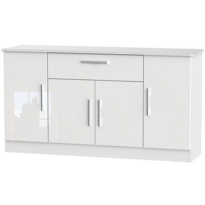 Harrow 4 Door 1 Drawer Wide Unit in White Gloss (Ready Assembled) | DIY ...