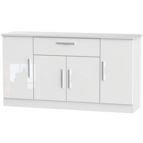 Harrow 4 Door 1 Drawer Wide Unit in White Gloss (Ready Assembled)
