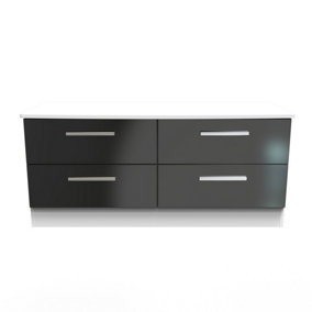 Harrow 4 Drawer Bed Box in Black Gloss & White (Ready Assembled)