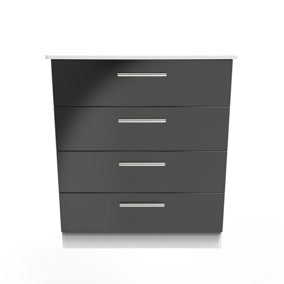 Harrow 4 Drawer Chest in Black Gloss & White (Ready Assembled)