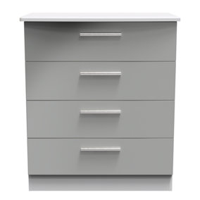 Harrow 4 Drawer Chest in Grey Gloss (Ready Assembled)