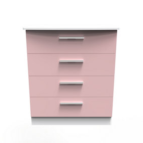 Harrow 4 Drawer Chest in Kobe Pink & White (Ready Assembled)