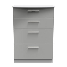 Harrow 4 Drawer Deep Chest in Grey Gloss (Ready Assembled)