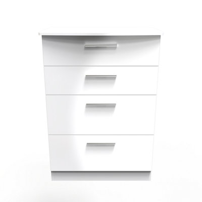 Harrow 4 Drawer Deep Chest in White Gloss (Ready Assembled)