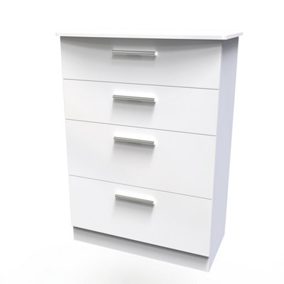 Harrow 4 Drawer Deep Chest in White Gloss (Ready Assembled)