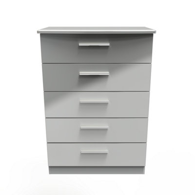 Harrow 5 Drawer Chest in Grey Gloss (Ready Assembled)