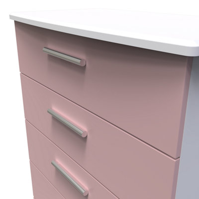 Harrow 5 Drawer Chest in Kobe Pink & White (Ready Assembled)