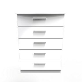 Harrow 5 Drawer Chest in White Gloss (Ready Assembled)