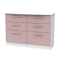 Harrow 6 Drawer Wide Chest in Kobe Pink & White (Ready Assembled)