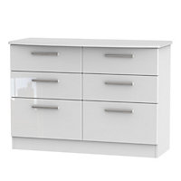 Harrow 6 Drawer Wide Chest in White Gloss (Ready Assembled)