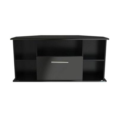 Harrow Corner TV Unit in Black Gloss (Ready Assembled)