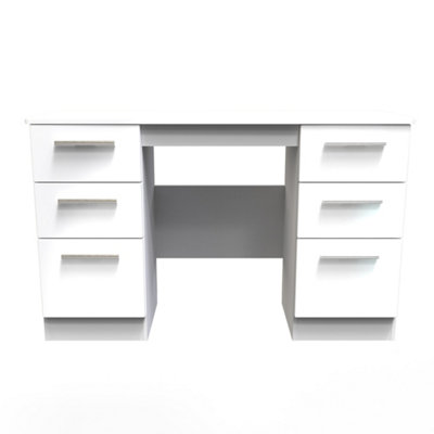 White double pedestal deals desk