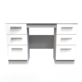 Harrow Double Pedestal Desk in White Gloss (Ready Assembled)