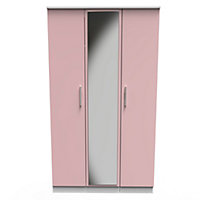 Harrow Triple Mirror Wardrobe in Kobe Pink & White (Ready Assembled)