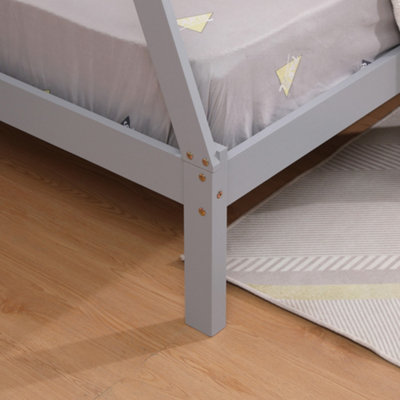 Harry Kids Childrens Wooden Teepee Tent Single Bed Frame (Grey)