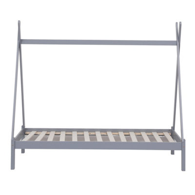 Harry Kids Childrens Wooden Teepee Tent Single Bed Frame (Grey)