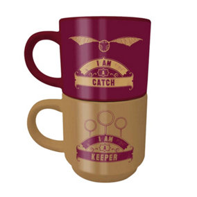Harry Potter Catch & Keeper Stackable Mug Set (Pack of 2) Burgundy/Gold (One Size)