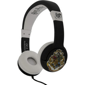 Harry Potter Childrens/Kids Hogwarts Crest On-Ear Headphones Black/White (One Size)