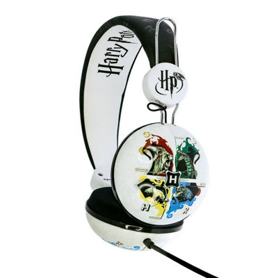 Harry Potter Childrens/Kids Hogwarts Crest On-Ear Headphones Black/White (One Size)