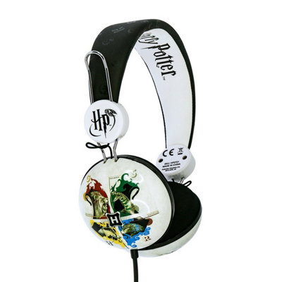 Harry Potter Childrens/Kids Hogwarts Crest On-Ear Headphones Black/White (One Size)