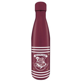 Harry Potter Crest And Stripes Metal Water Bottle Maroon (One Size)