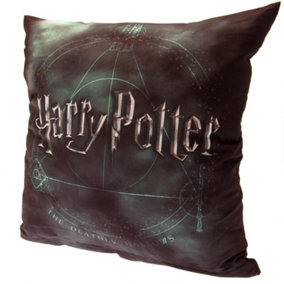 Harry Potter Deathly Hallows Filled Cushion Grey/Green (One Size)