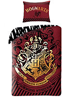 Harry Potter Hogwarts Crest 100% Cotton Single Duvet Cover - European Size