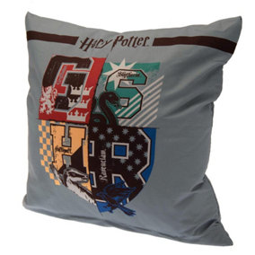 Harry Potter House Mascots Crest Filled Cushion Grey/Black (One Size)