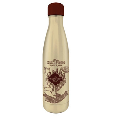 Harry Potter Marauders Map Metal Water Bottle Beige/Maroon (One Size)