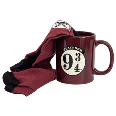 Harry Potter Platform 9 3/4 Mug and Sock Set Maroon/Black (7 UK-11 UK)
