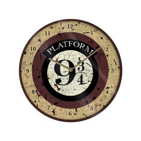 Harry Potter Platform Nine and Three Quarters Wall Clock Brown/Black/White (One Size)