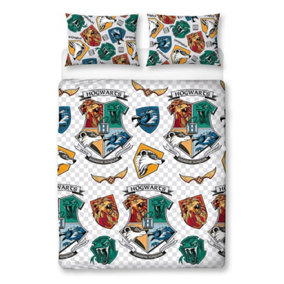Harry Potter Reversible Grid Duvet Cover Set Multicoloured (Single)