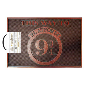 Harry Potter This Way To Platform 9 3/4 Rubber Door Mat Brown (40cm x 60cm)