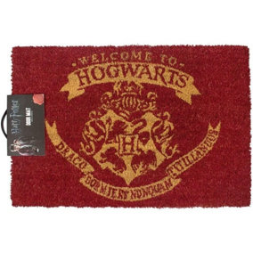 Harry Potter Welcome To Hogwarts Door Mat Brown/Cream (One Size)